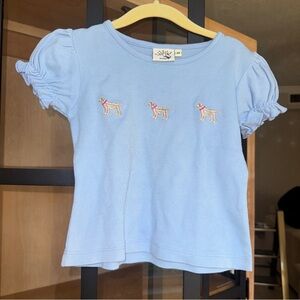 Luigi Kids dogs embroidered tee labrador short sleeve top toddler girl golden